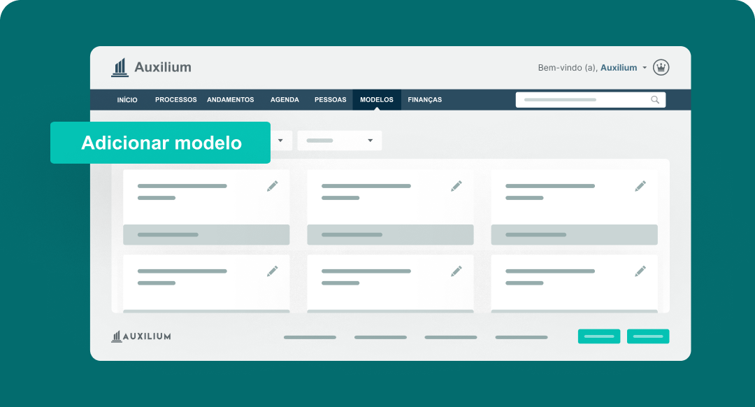 Interface do Auxilium exibindo a seção de modelos com botão "Adicionar modelo" em destaque.